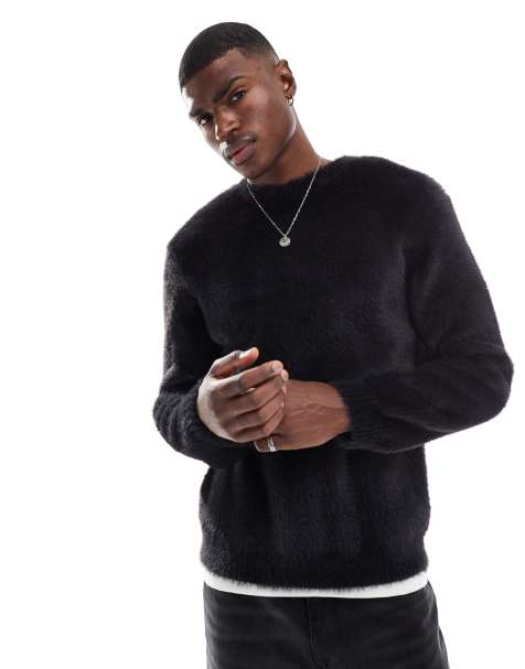 New Look – Flauschiger Strickpullover in Schwarz - view 1