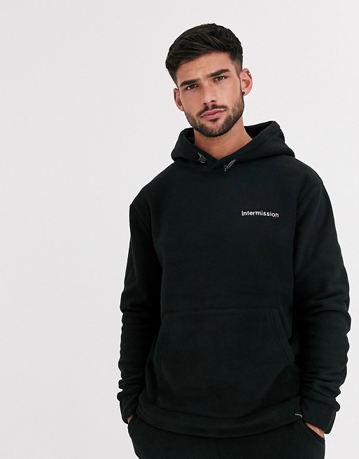 New Look fleece hoodie in black