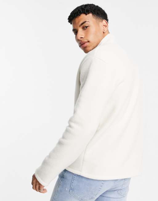 New Look - Fleece sweater met korte rits in crème, 2 van 4