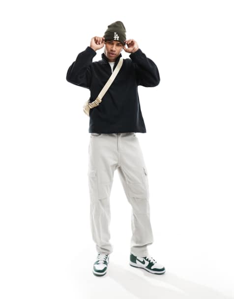New Look – Fleece-Sweatshirt in Schwarz mit kurzem 1/2-Reißverschluss und Stehkragen - view 1