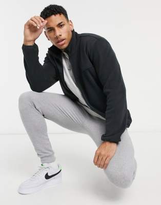 New Look fleece tracksuit jacket in black