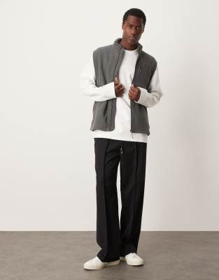 New Look fleece vest in dark grey - view 1
