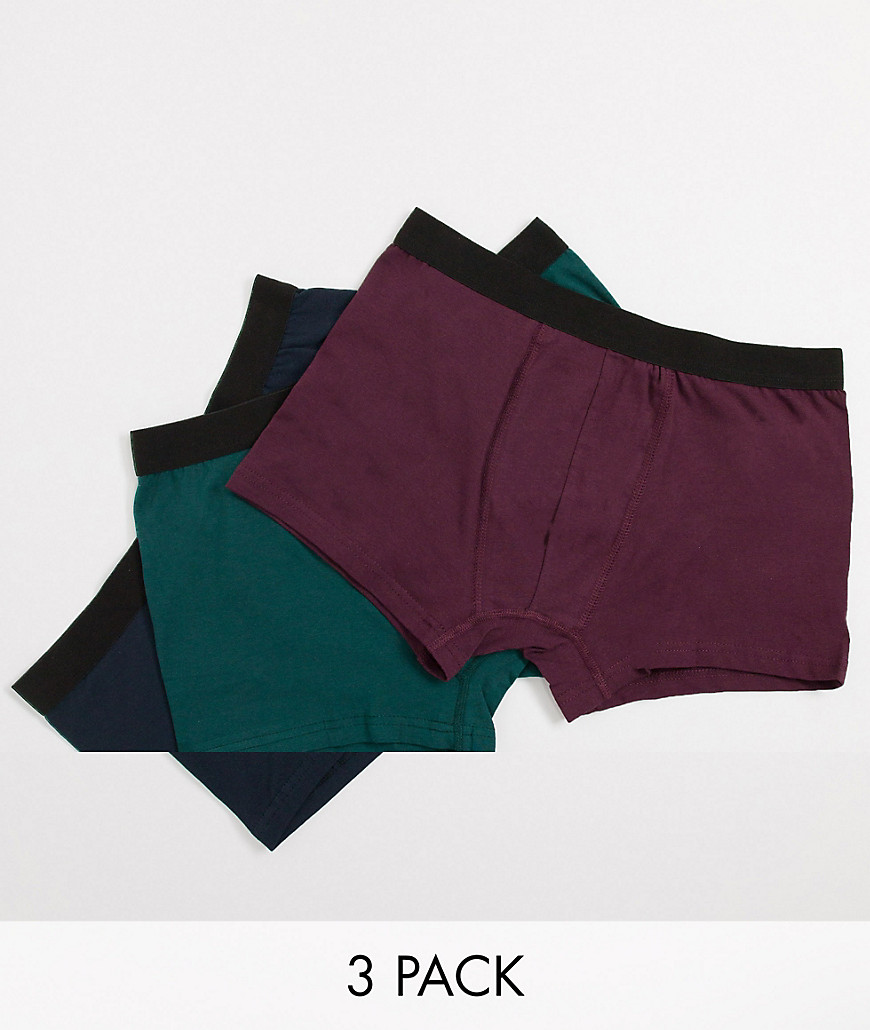 New Look – Flerfärgade boxershorts med kontrasterande midjeband, 3-pack