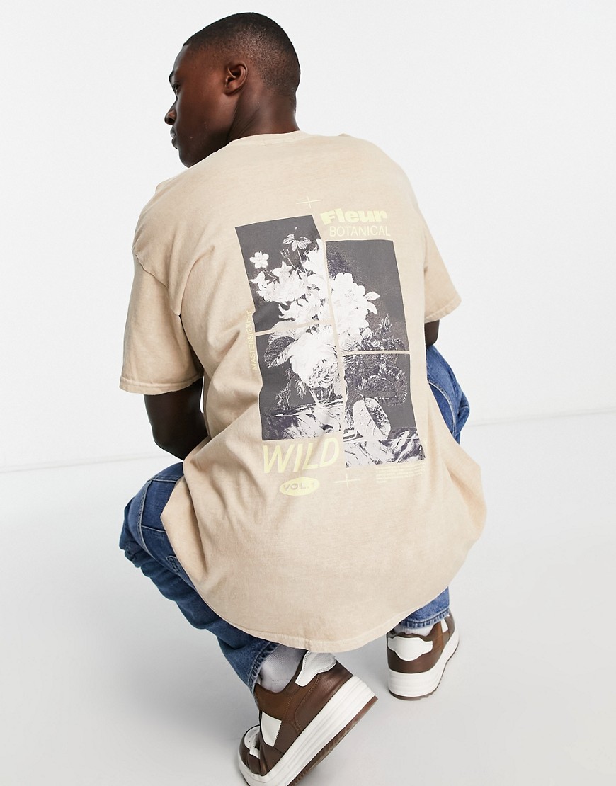 New Look fleur t-shirt in stone-Neutral