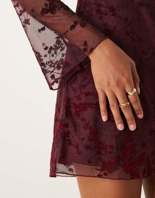 princess polly baby blue dress Burgundy Lace Maxi Dress + Style With a Smile Link Up main image 1