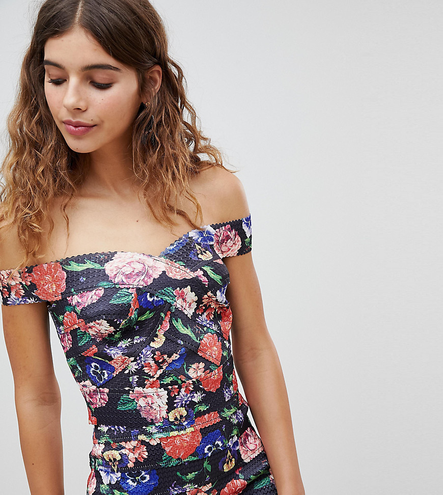 New Look Floral Bardot Two-Piece Top-Black