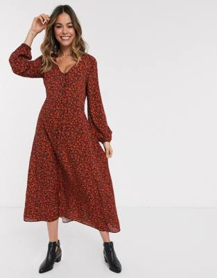 new look red midi dress