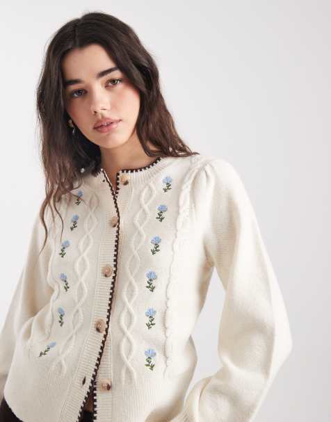 New Look floral embroidered cardigan in white - view 1