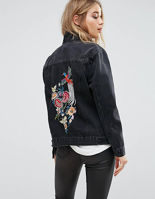 New Look Floral Embroidered Denim Jacket | ASOS
