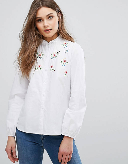New Look Floral Embroidered Shirt