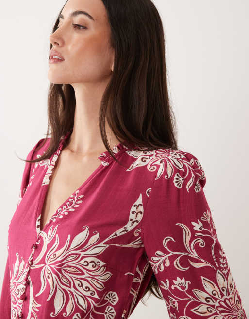 New Look floral flippy mini dress in red, 3 of 4