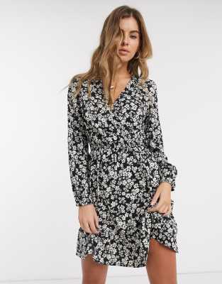 New Look Floral Mini Dress In Black | ModeSens