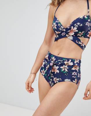 floral high waisted bikini bottoms