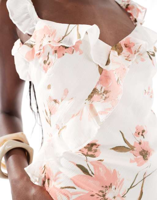New Look floral ruffle maxi dress in cream, 2 of 4