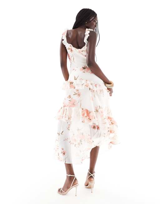 New Look floral ruffle maxi dress in cream, 4 of 4