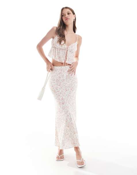 New Look floral skirt and top co-ord in pink - view 1