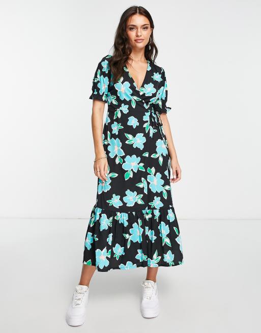 New look clearance blue wrap dress