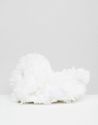 white dog slippers