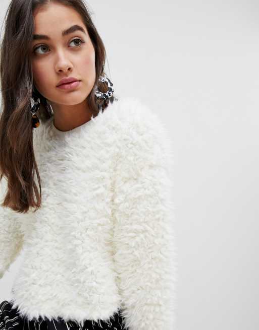 Fluffy cream clearance jumper