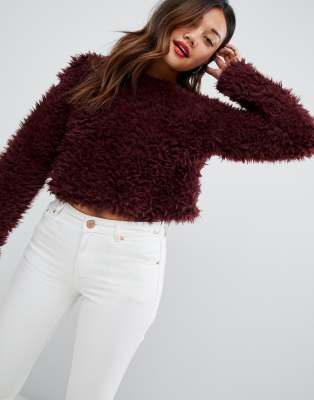 red fluffy jumper