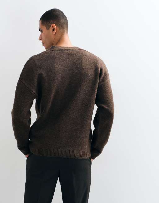 New Look fluffy knit cardigan in brown , 5 of 5