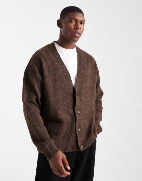 New Look fluffy knit cardigan in dark brown - view 1