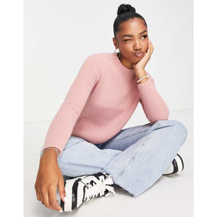 Pink on sale ribbed sweater