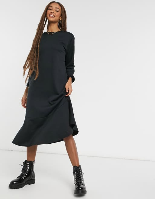 Flute hem midi outlet dress