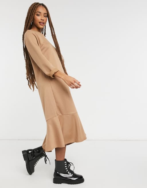 Flute hem cheap midi dress