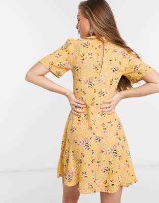 yellow ditsy print dress