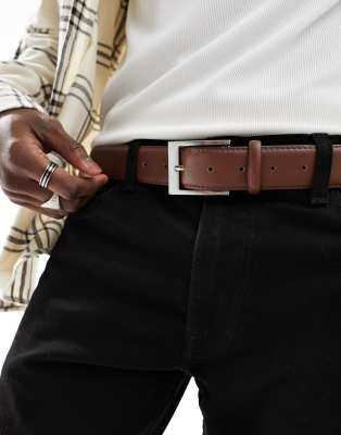 New Look formal belt in tan - view 1