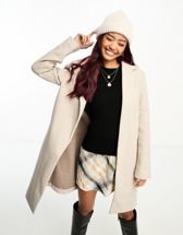 Threadbare Holly puffer jacket with faux fur trim hood in white