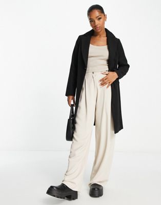 New Look formal lined button front coat in black | ASOS