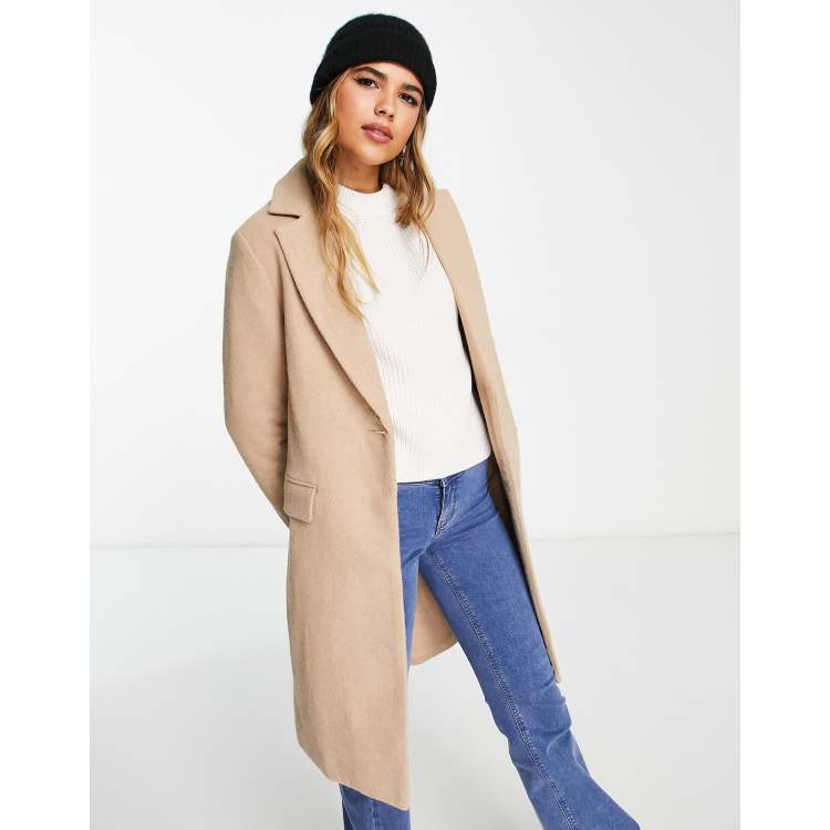 Petite camel revere sale collar longline coat