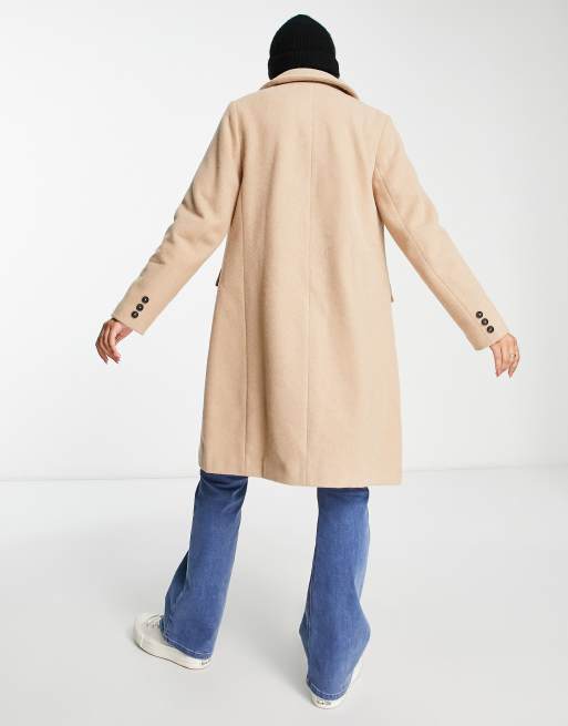 Petite camel button store front coat