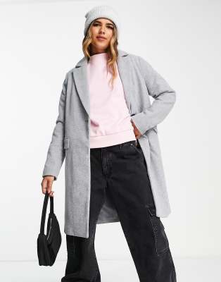 New Look Formal Lined Button Front Coat In Grey