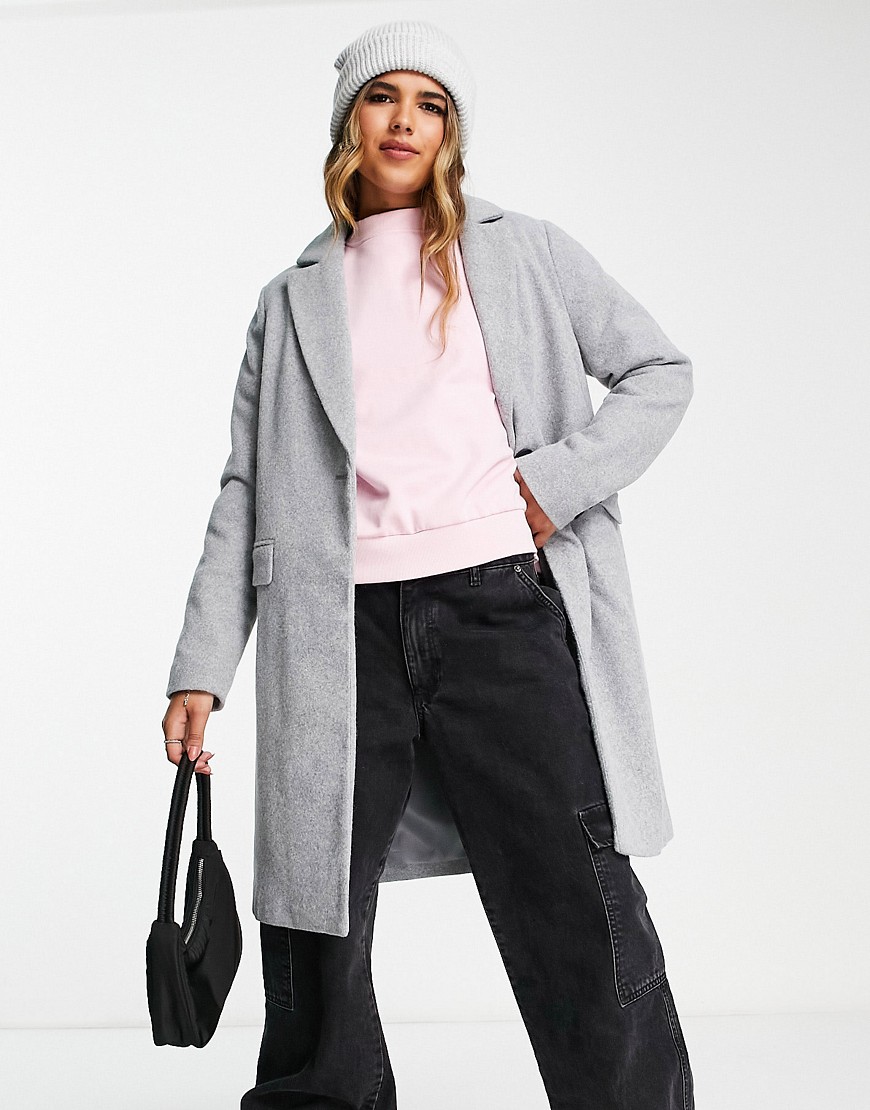 New Look formal lined button front coat in grey