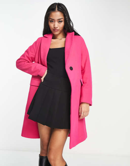 New look button front coat in store light pink