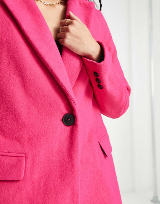 New look button front coat in store light pink