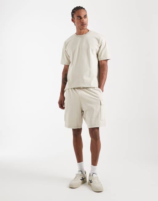 New Look - Forvaskede beige cargoshorts - Del af sæt, 2 af 5