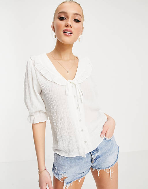 Tops Shirts & Blouses/New Look frill collar blouse in white 