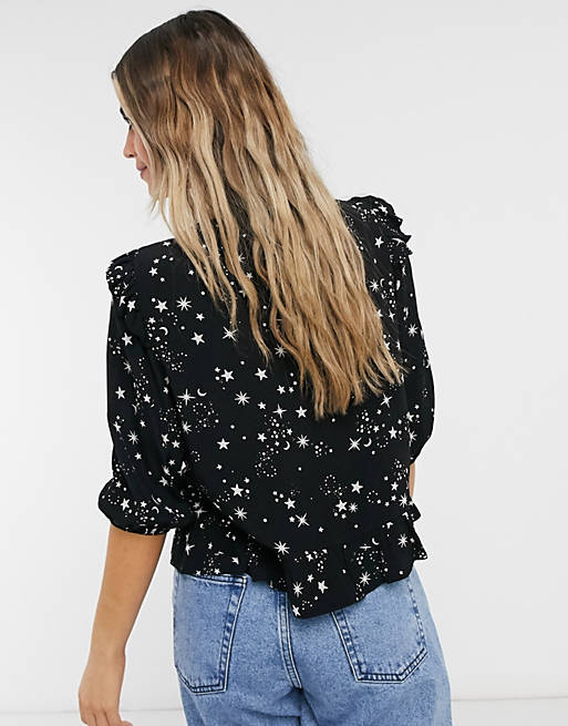 Women Shirts & Blouses/New Look frill detail blouse in star print 
