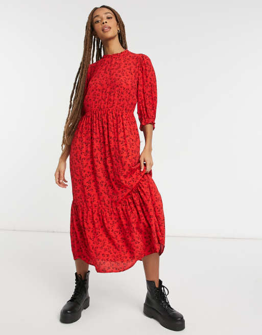 Red dress zara store 2019