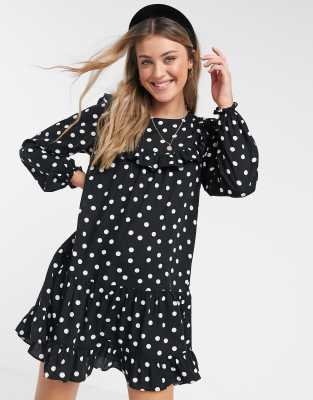 black polka dot dress new look