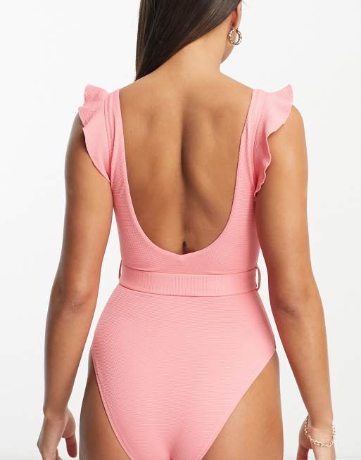 Pink belted hot sale swimsuit