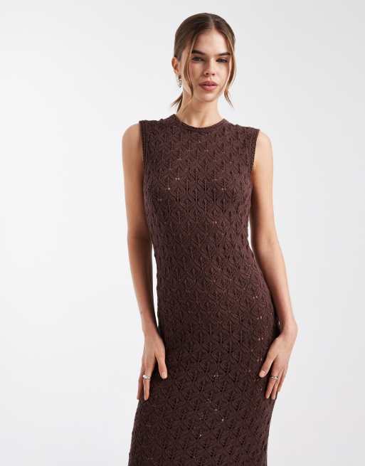 New Look fringe hem maxi dress in brown, 2 of 4