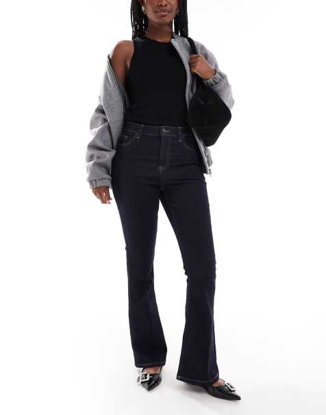 New Look front crease flared jeans in navy