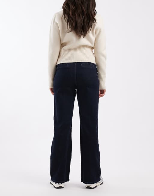 New Look front seam tailored wide leg jean in navy, 2 of 5