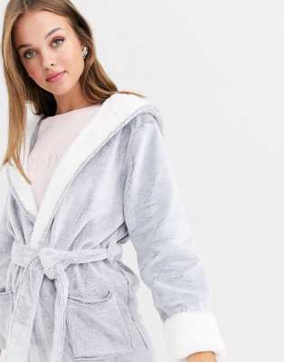 new look grey dressing gown