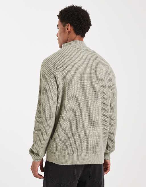 New Look funnel neck 1/4 zip jumper in pale grey, 3 of 5